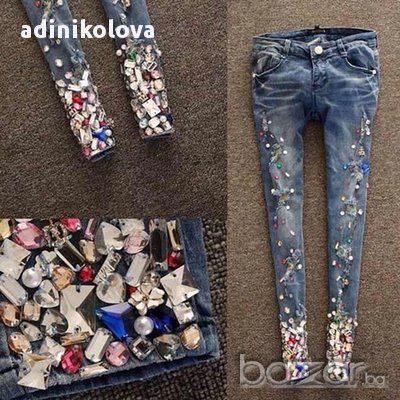 Нови дънки с камъни , снимка 1