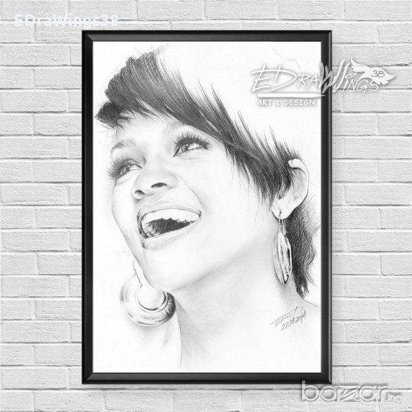 Портрет с молив "Риана", снимка 1