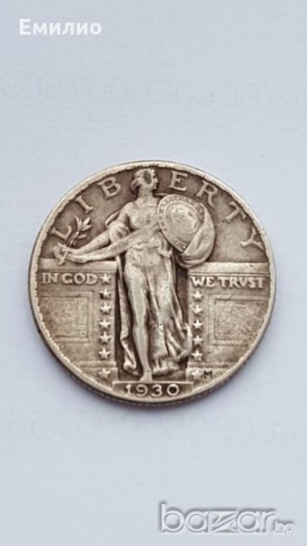 USA QUARTER Standing Dollar 1930 Philadelphia Mint VF-:EF, снимка 1