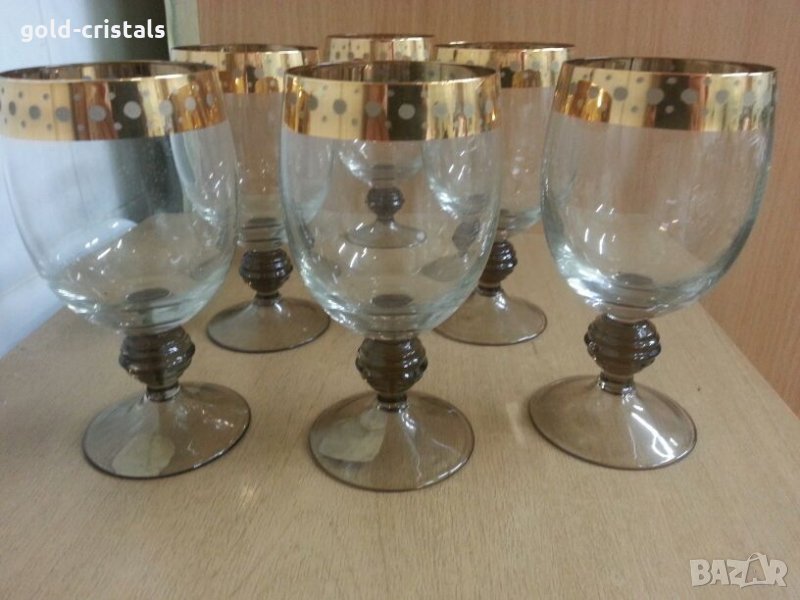  руски кристални чаши с златен кант , снимка 1