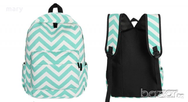 раница с фигурален десен в зелено и бяло, снимка 8 - Раници - 20845907