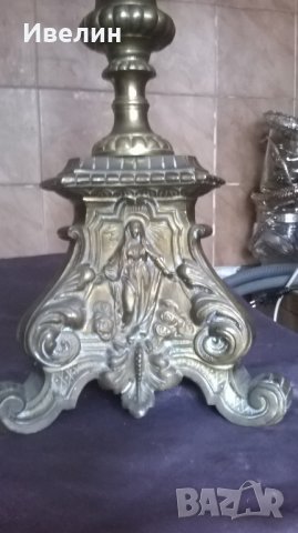 бароков свещник от бронз, снимка 5 - Антикварни и старинни предмети - 25688012