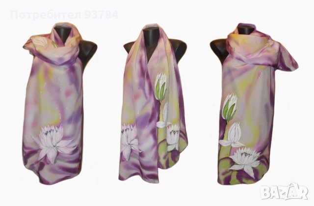Ръчно рисувани копринени шалове, снимка 11 - Шалове - 21826430