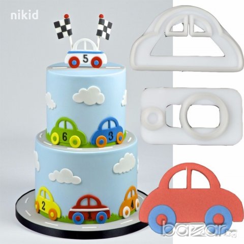 Кола Автомобил сет пластмасови резци резец за тесто бисквитки фондан украса декорация торта