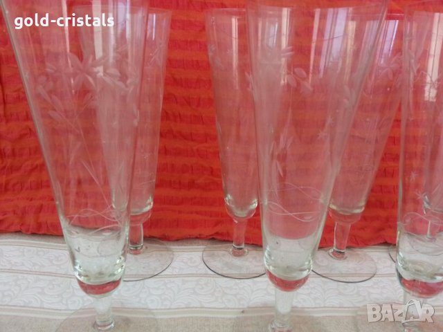 ретро стъклени чаши гравирани , снимка 2 - Антикварни и старинни предмети - 22999919