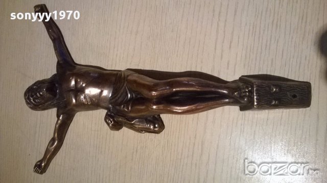 ГОЛЯМ Исус христос-35/24см мед/месинг/бронз-внос швеицария, снимка 12 - Антикварни и старинни предмети - 13741209
