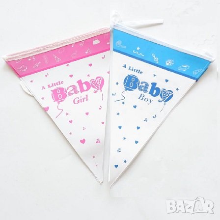 Baby Boy Baby Girl 10 бр Парти Гирлянд Знаменца Флаг Банер раждане кръщене бебе