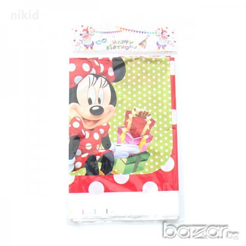 червен кант Мини Маус minnie mouse найлонова покривка за парти рожден ден