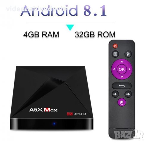 Жироскоп Гласов Контрол A5X Max 4GBRAM 32GBROM Android 8.1 RK3328 WiFi 1GB BT4 H.265 3D 4K V9 TV Box, снимка 2 - Плейъри, домашно кино, прожектори - 24108745