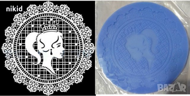 Кръгла захарна дантела момиче жена дама с корона силиконов молд форма декорация бисквитки и др.