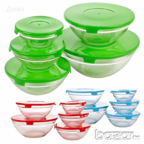 1690 Сет 5бр. стъклени купи с капаци, снимка 4 - Други - 19576641