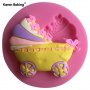 Декорирана бебешка количка силиконов молд форма украса торта фондан шоколад и др, снимка 1 - Форми - 23346385
