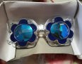 Екстравагантни слънчеви очила лукс прозрачно със синьо, снимка 3