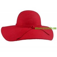 Дамска шапка с голяма периферия - червена, снимка 3 - Шапки - 19368475