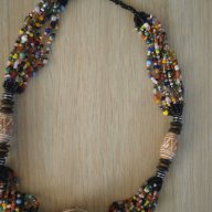 Традиционен африкански гердан-комбинация от пясъчна мъниста и теракота, снимка 1 - Колиета, медальони, синджири - 17601423