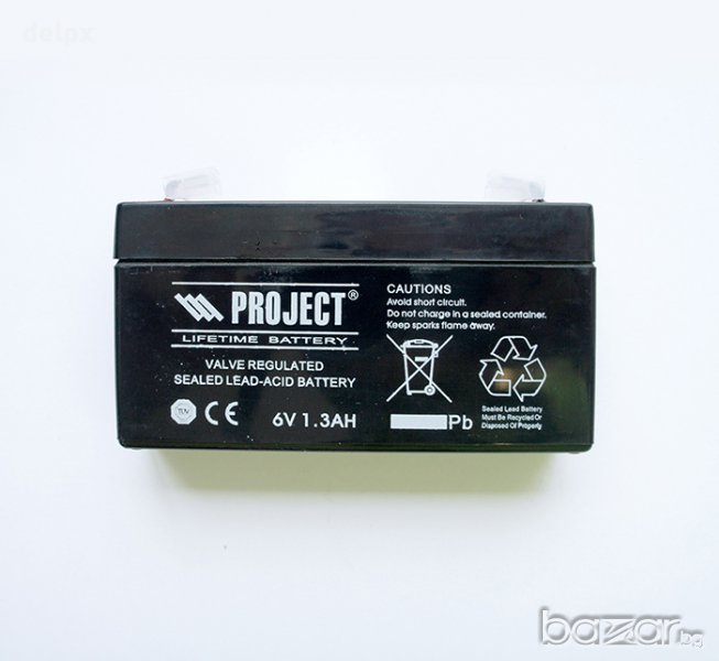 Акумулаторна оловна батерия 6V 1,3AH 97х24х51mm, снимка 1