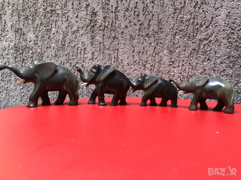 Четири слончета от рог на африкански бивол, снимка 1