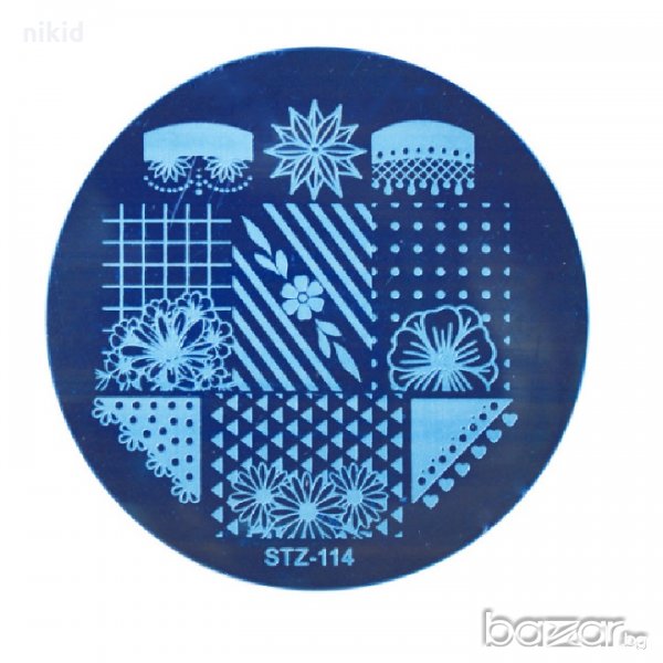 кръгла плочка / щампа шаблон за печат на нокти STZ-114, снимка 1
