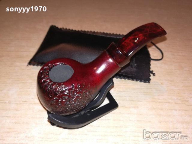 лула с поставка/стоика и кожен калъф-13х5х4см-внос швеицария, снимка 14 - Лули - 20798539