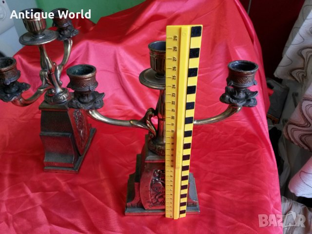 Комплект Бронзови КАМИННИ Свещници, снимка 6 - Антикварни и старинни предмети - 25933551