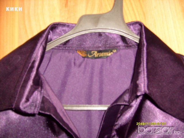 Дамска лилава сатенена риза -НОВА, снимка 6 - Ризи - 11191363