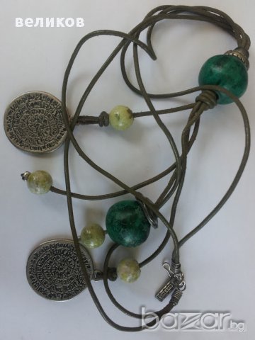 красива огърлица ЧИЧИНИЦА индианско изкуство естествена кожа, снимка 6 - Колиета, медальони, синджири - 13487957