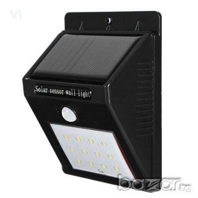 Соларна , 20/25/40 LED лампа за стенен монтаж с PIR датчик за движение, снимка 3 - Лампи за стена - 21101485