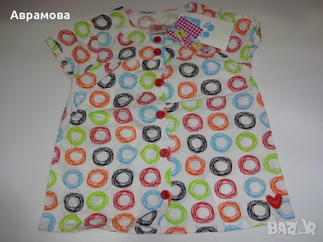 6год TUC TUC Риза, бяла, пъстри кръгове – 6А, снимка 1 - Детски Блузи и туники - 25690033