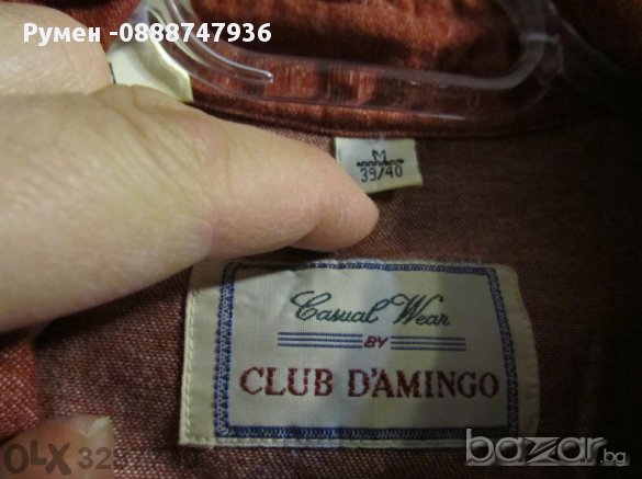 мъжка дънкова риза Club Damingo с цвят керемида размер М, снимка 2 - Ризи - 11474190