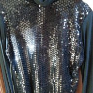 Блуза дамска черно поло с пайети, снимка 1 - Блузи с дълъг ръкав и пуловери - 13732599