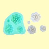 4 размера разцъфнали рози роза силиконов молд форма за торта украса фондан, снимка 1 - Форми - 18573893