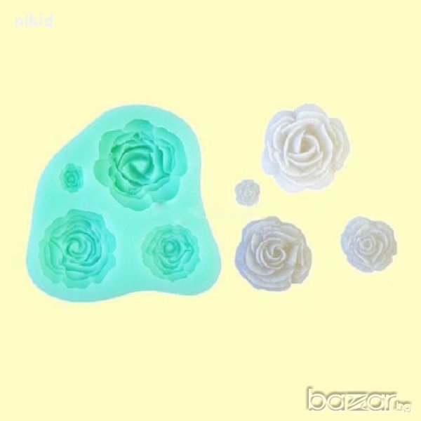 4 размера разцъфнали рози роза силиконов молд форма за торта украса фондан, снимка 1