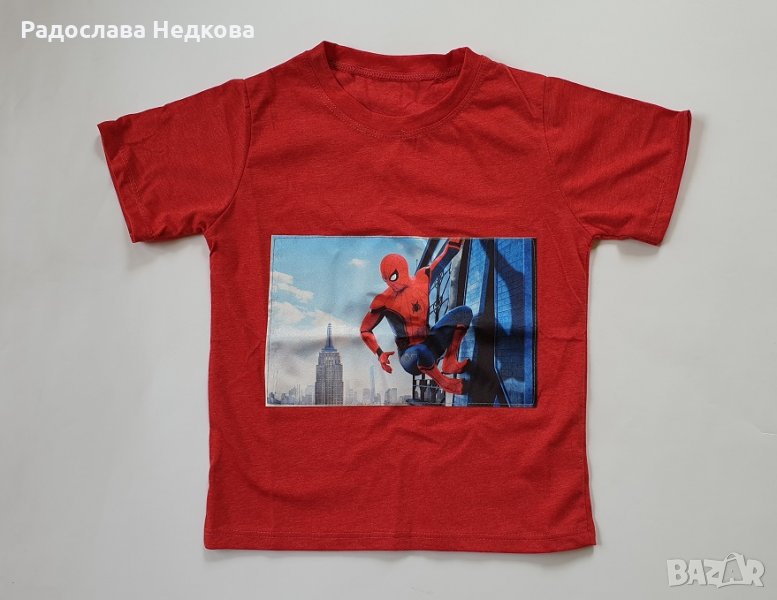 Светеща тениска Спайдърмен (червена)- 122 см, снимка 1