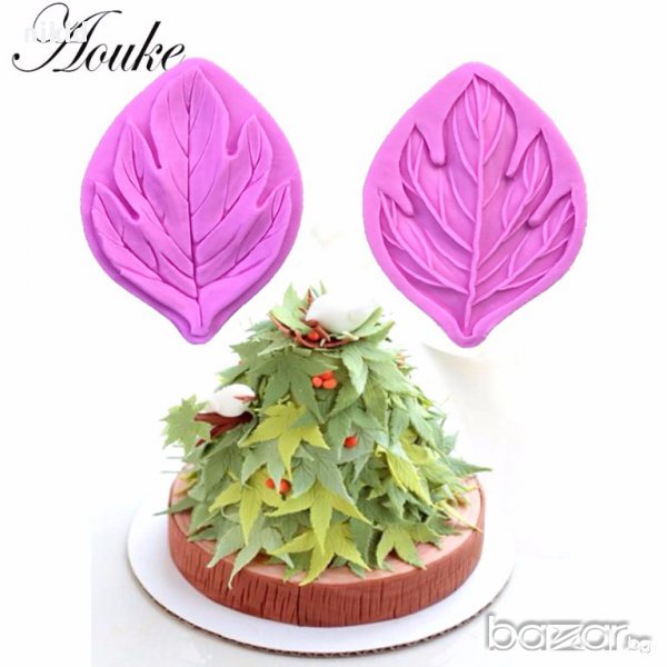 3D есенно листо голям силиконов молд вейнър вайнър 2 части украса декор фондан шоколад торта др., снимка 1