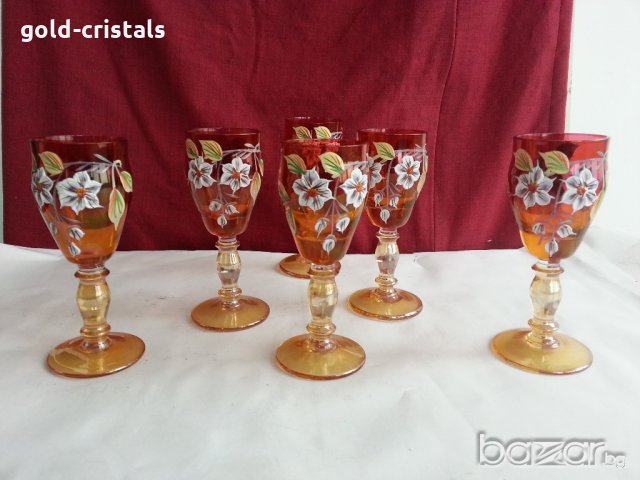 Кристален сервиз  Бохемия гарафа и 6бр чаши , снимка 10 - Антикварни и старинни предмети - 20824620