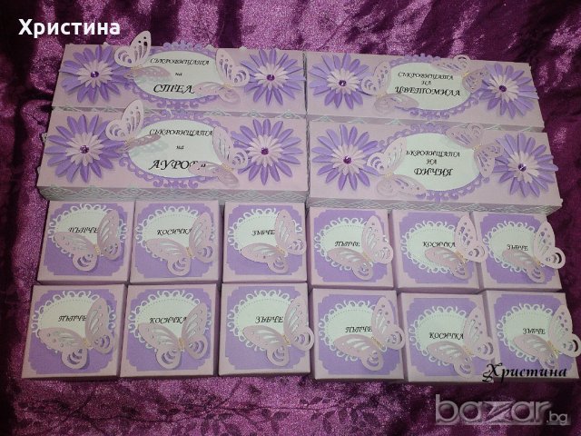 Кутии за бебешки съкворища за момиче в лилаво, с пеперуди, снимка 2 - Други - 20223942