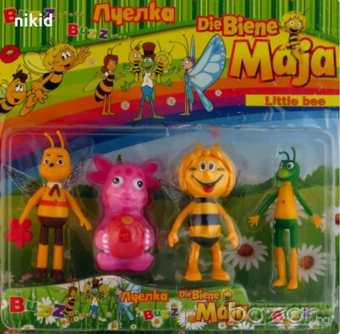 Пчеличката Мая 4 бр фигурки пластмасови PVC за игра и украса торта топер фигурка играчка