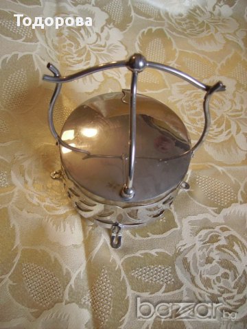 Старинна захарница от метал и стъкло., снимка 5 - Антикварни и старинни предмети - 14230446