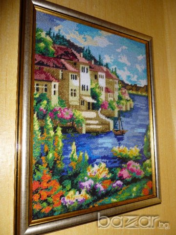 Гоблен "Залив от Тоскана" 44на34см, снимка 3 - Гоблени - 19872280