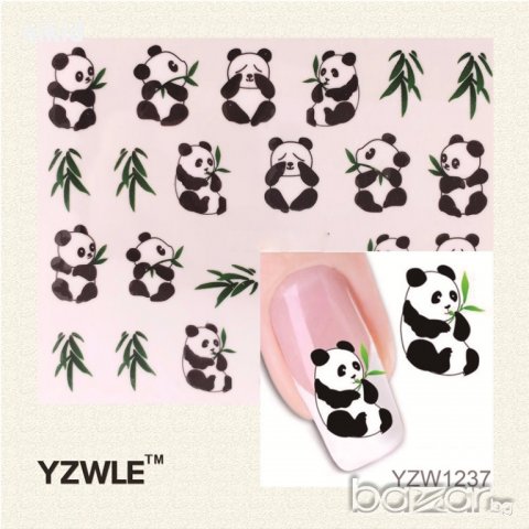 1237 Панда ваденки водни стикери за нокти маникюр