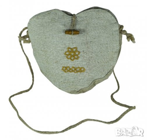 Ленена чантичка торбичка с дантела ръчна изработка сърце, снимка 1 - Чанти - 21955360