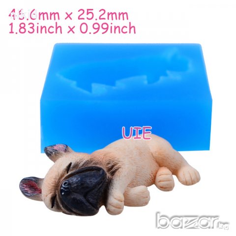 Френски булдог заспал куче силиконов молд форма украса декор торта мъфини фондан шоколад и др