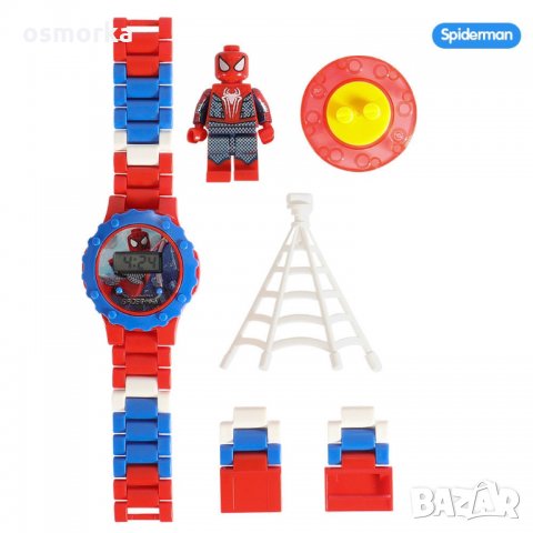 Детски часовник с играчка фигурка тип Лего Spiderman