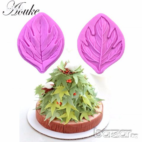 3D есенно листо голям силиконов молд вейнър вайнър 2 части украса декор фондан шоколад торта др.