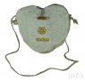 Ленена чантичка торбичка с дантела ръчна изработка сърце