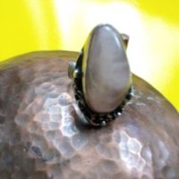Старинен авторски сребърен пръстен с розов кварц , снимка 2 - Пръстени - 22837078
