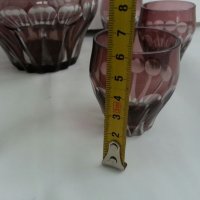 Ретро стъклени чаши с гарафа цветно стъкло , снимка 3 - Антикварни и старинни предмети - 25525942