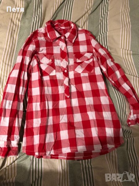 Дамска риза червено и бяло каре, снимка 1