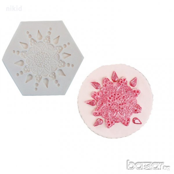 Дантелена звезда силиконов молд дантела за украса декорация фондан торта мъфин, снимка 1