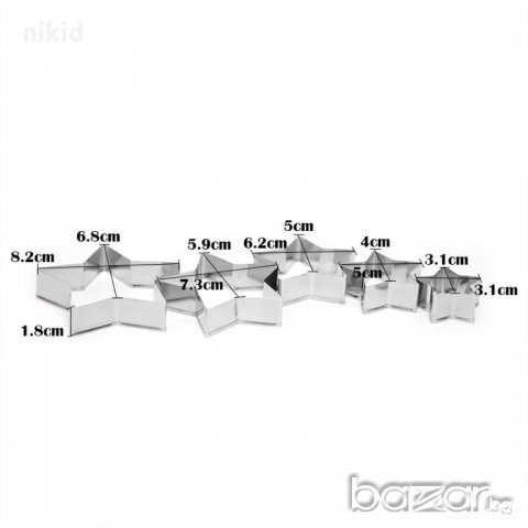5 големи звезди звезда метални резци форми за бисквитки фондан тесто украса декорация резец форма, снимка 3 - Форми - 20563043